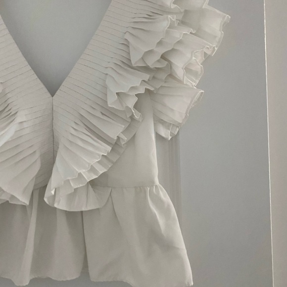 Zara White Ruffle Blouse - Picture 2 of 3